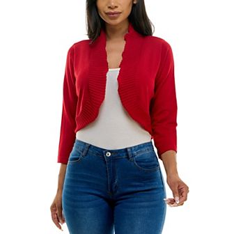 Women's Nina Leonard Curved Pleated Ruffle Bolero