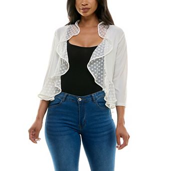 Women's Nina Leonard Bolero with Small Dot Mesh Ruffle