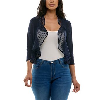 Women's Nina Leonard Bolero with Small Dot Mesh Ruffle