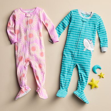 Baby & Toddler Girl Carter's Daisy One-Piece Footed Pajamas