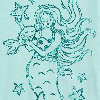 Toddler Girl Carter's 4-Piece Mermaid Sea Life Print Shirts & Shorts Pajama Set