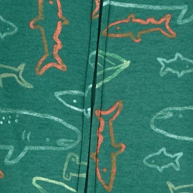 Toddler Boy Carter's Allover Shark Print 2-Way Zip Footed Pajamas 