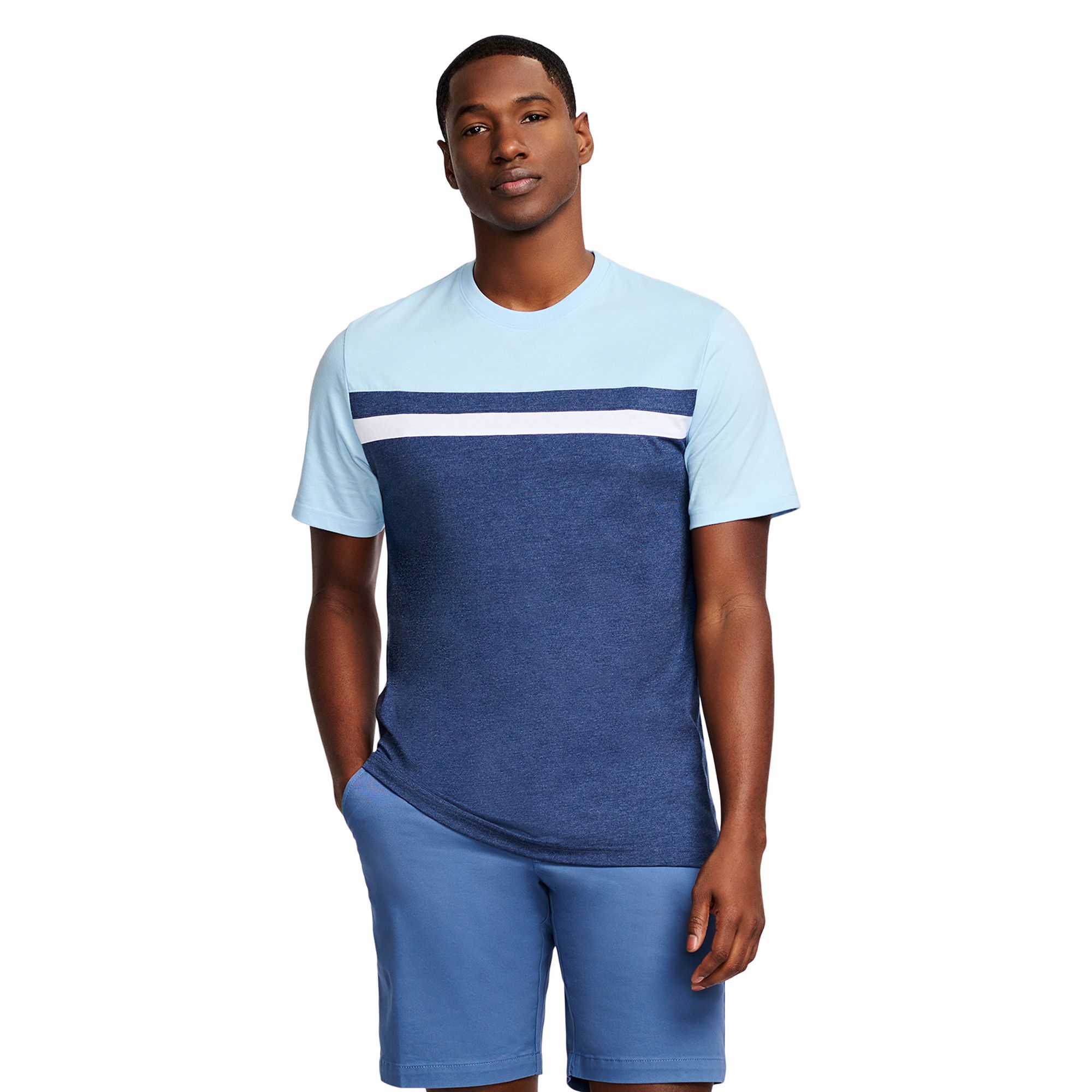 Mens IZOD Saltwater Color Blocked Short Sleeve Crewneck T-Shirt, Size: XXL