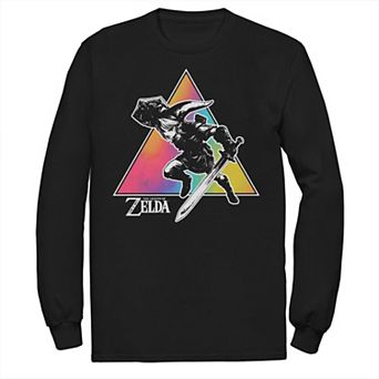 Men's Zelda Link Tie Dye Triangle Portrait Long Sleeve Tee
