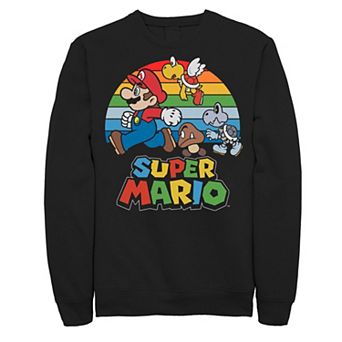 Men's Super Mario Group Shot Rainbow Line Sunset Chase Fleece