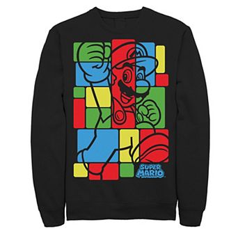Men's Super Mario Bros Colored Squares Design Fleece