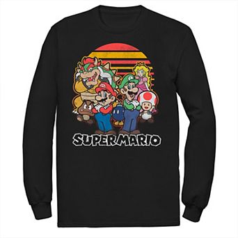 Men's Super Mario Retro Sunset Group Shot Long Sleeve Tee
