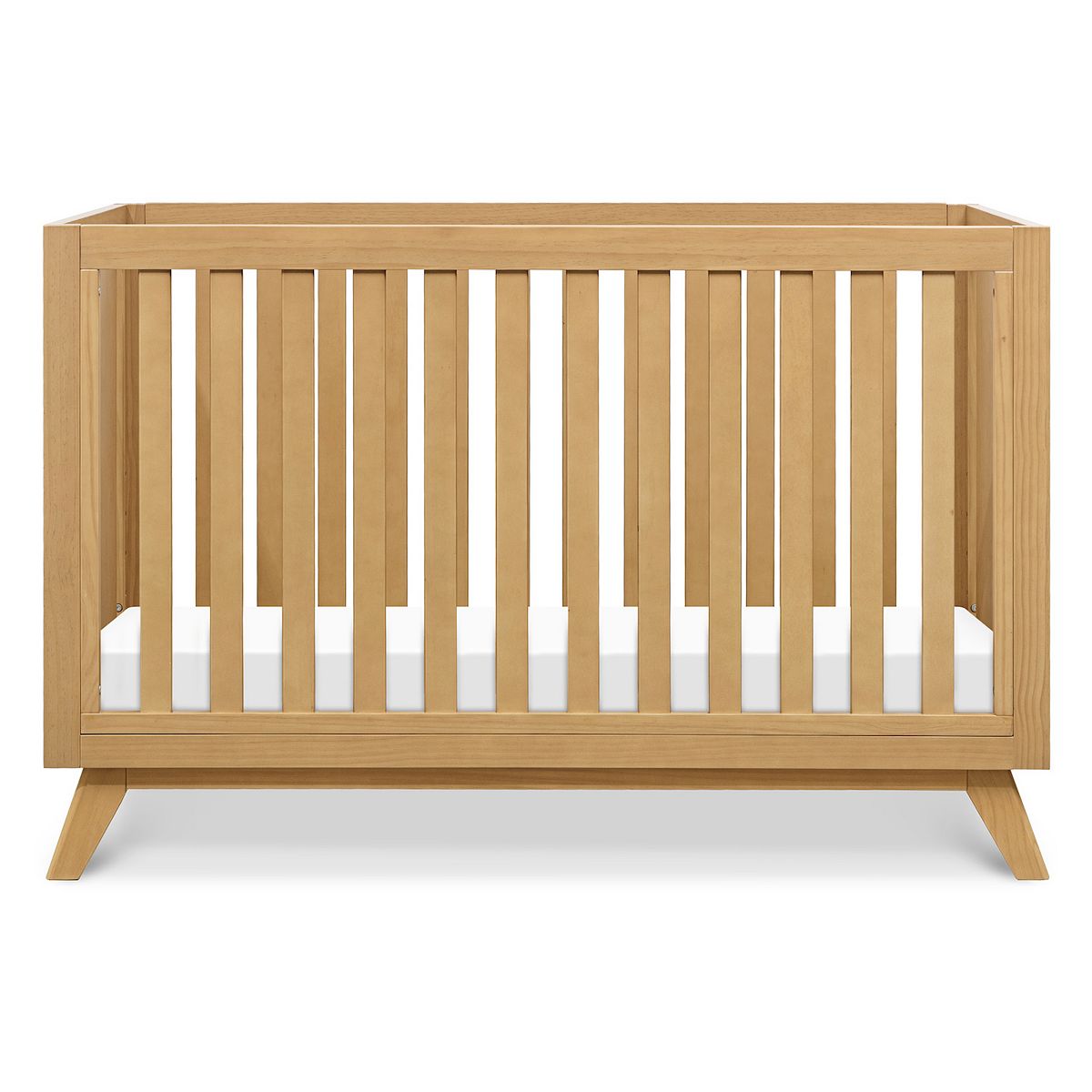 DaVinci Otto 3-in-1 convertible crib front view in light wood finish