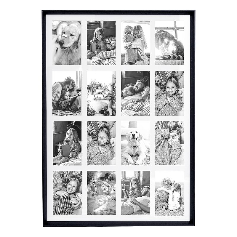 Sheffield Home 16-Opening 4" x 6" Matted Collage Frame, Black