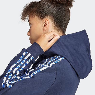 Women s adidas Essentials 3 Stripes Cheetah Print Hoodie