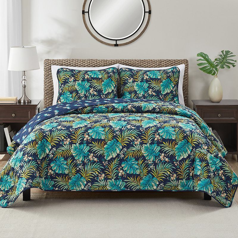 VCNY Home Key West Reversible Microfiber 3-piece Quilt Set, Multicolor, Kin