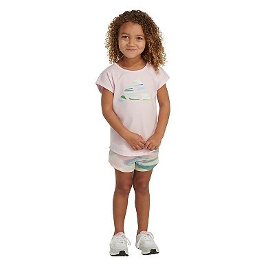Toddler Girl adidas Cloud Print Logo Graphic Tee & Shorts Set