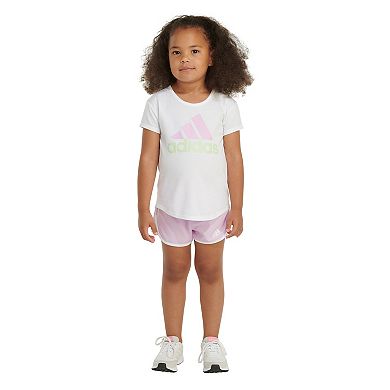 Toddler Girl adidas Essential Logo Graphic Tee & Woven Shorts Set