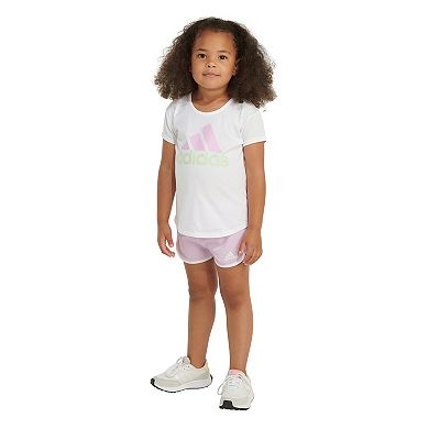 Toddler Girl adidas Essential Logo Graphic Tee & Woven Shorts Set