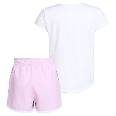 Toddler Girl adidas Essential Logo Graphic Tee & Woven Shorts Set