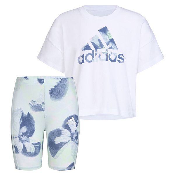 Floral adidas shorts set online