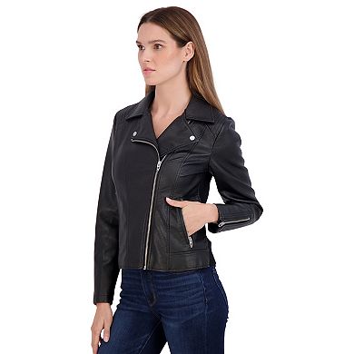 Women's Sebby Collection Faux-Leather Moto Jacket