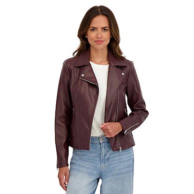 Women's Sebby Collection Faux-Leather Moto Jacket