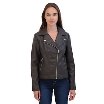 Women's Sebby Collection Faux-Leather Moto Jacket