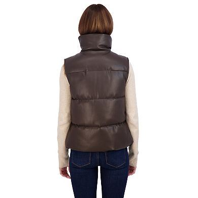 Women's Sebby Collection Faux-Leather Puffer Vest