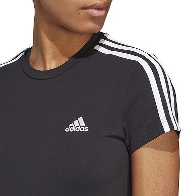 Women's adidas Essentials 3-Stripe Jersey Fitted Tee Dress