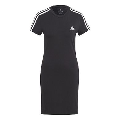 Women's adidas Essentials 3-Stripe Jersey Fitted Tee Dress