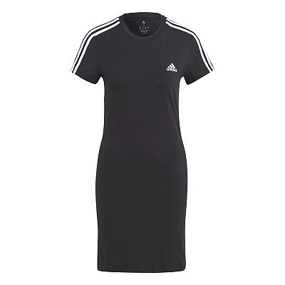 Women s adidas Essentials 3 Stripe Jersey Fitted Tee Dress