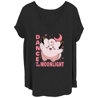 Juniors' Plus Pokemon Clefairy Dance In The Moonlight V-Neck Tee