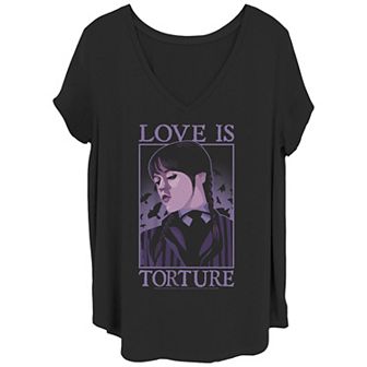Juniors' Plus Size Wednesday Love Is Torture Graphic Tee