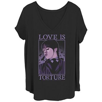 Juniors' Plus Size Wednesday Love Is Torture Graphic Tee
