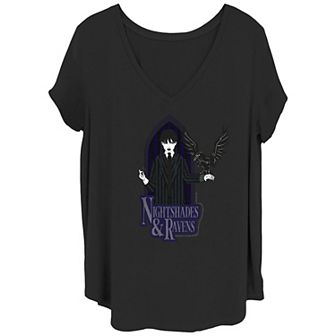 Juniors' Plus Size Wednesday Nightshades And Ravens Graphic Tee