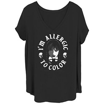 Juniors' Plus Size Wednesday I'm Allergic To Color Graphic Tee