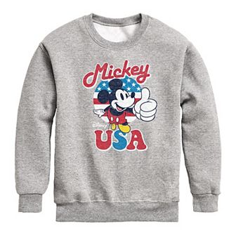 Disney Mickey Mouse Boys 8-20 USA Crew Fleece Sweatshirt