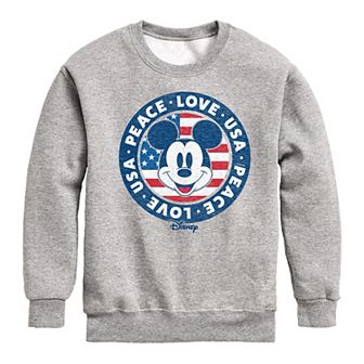 Disney's Mickey Mouse Boys 8-20 Peace Love USA Fleece Sweatshirt