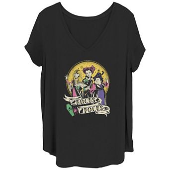 Juniors' Plus Size Hocus Pocus Cartoon-Style Sanderson Sisters Graphic Tee