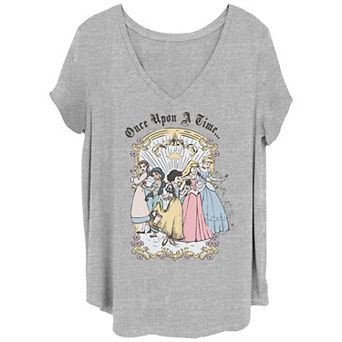 Juniors' Plus Size Disney Princesses Once Upon A Time Vintage Cartoon Graphic Tee