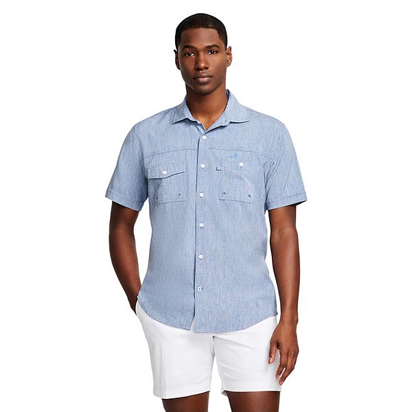 Men's IZOD Sunshield Performance Short Sleeve Button Down Shirt - Twilight Blue (M)