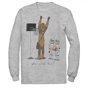 Disney's Star Wars Men's Chewbacca Basketball Who Invited Him Long Sleeve Tee