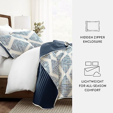 Home Collection All Season Lightweight Distressed Diamond Reversible Quilt Coverlet Set with Shams