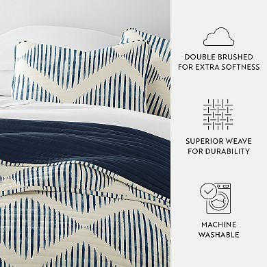 Home Collection All Season Lightweight Distressed Diamond Reversible Quilt Coverlet Set with Shams