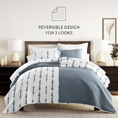 Home Collection All Season Shibori Reversible Quilt Set with Shams