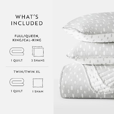 Home Collection All Season Painted Dots Reversible Quilt Set with Shams