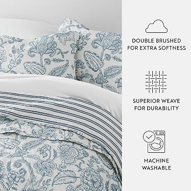 Home Collection All Season Lightweight Jacobean & Stripe Reversible Quilt Coverlet Set with Shams