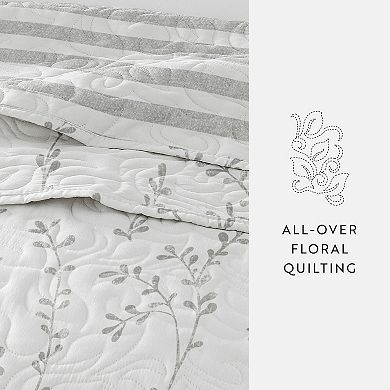 Home Collection All Season Sprouting Vines Reversible Quilt Set with Shams