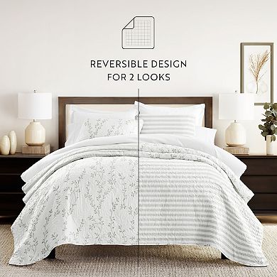 Home Collection All Season Sprouting Vines Reversible Quilt Set with Shams