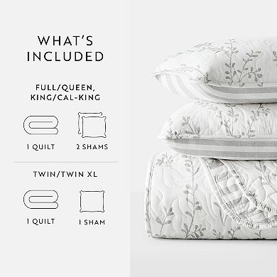 Home Collection All Season Sprouting Vines Reversible Quilt Set with Shams