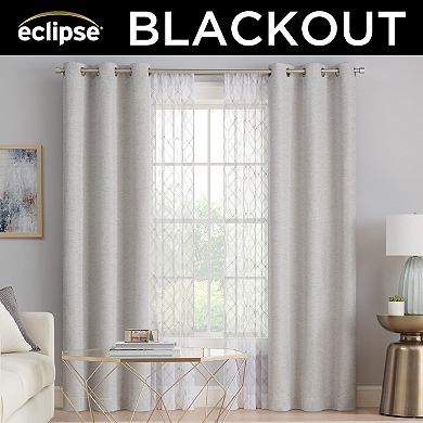 eclipse Octavia & Gareth Embroidered Blackout Thermaback Set of 4 Window Curtain Panels