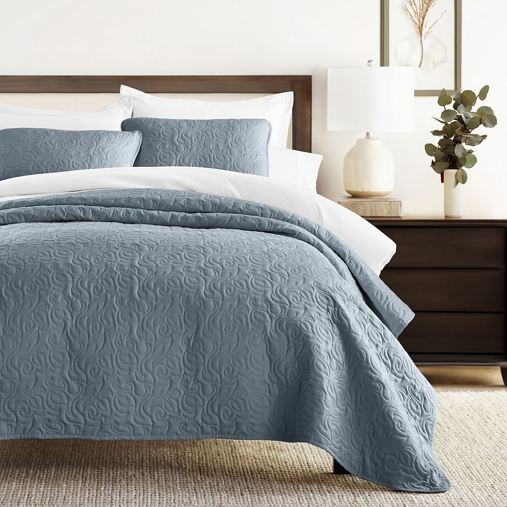 Floral Quilt Set with Shams (Blue KING/CK)