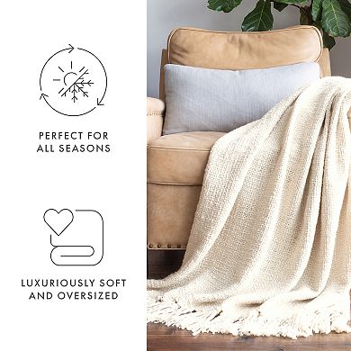 Home Collection Natural Slub-Yarn Throw Blanket