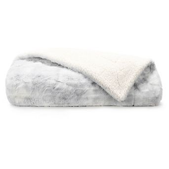 Home Collection Light Gray Faux-Fur Tie Dye Throw Blanket